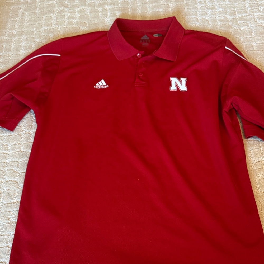 University of Nebraska Adidas Polo Shirt with Embroidered Logo
